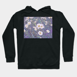 Wildflower Daisies in Field of Purple and Teal Hoodie